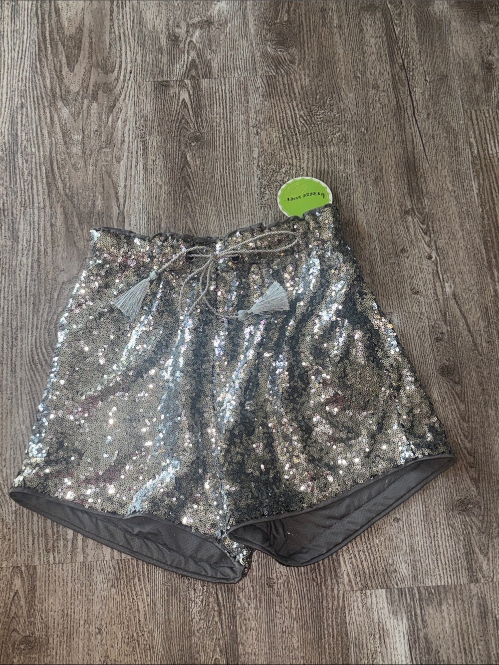 Sequin Drawstring Women’s Skort - Silver